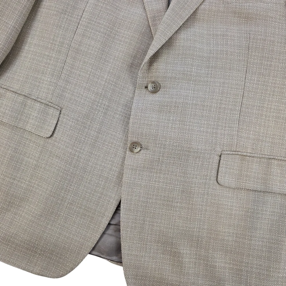 100% Silk Sport Coat Blazer Tan Beige Textured Weave Quiet Luxury Preppy Men 48R